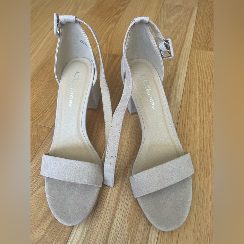 Nude block heel sandals. Brand CL by Launday.